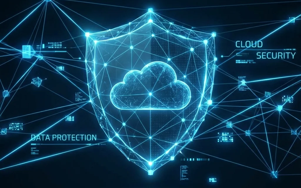 Cloud security dashboard on a large display