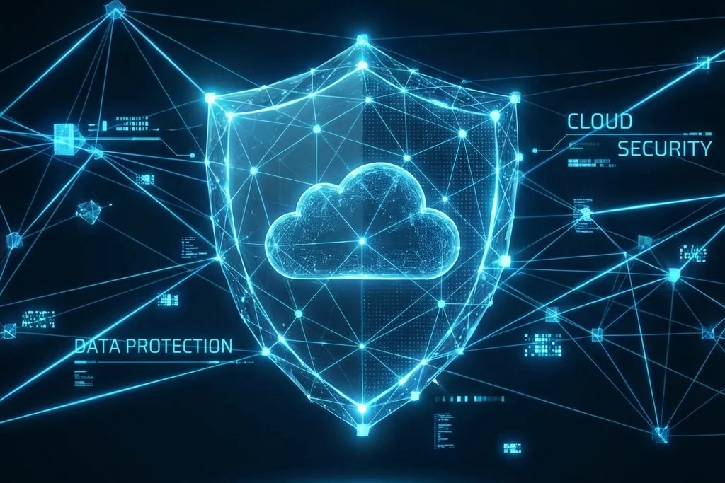 Cloud security dashboard on a large display